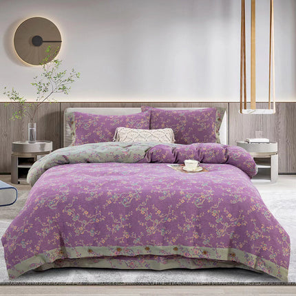 Cotton Floral Bedding Set | Jacquard 4 Piece Duvet Cover