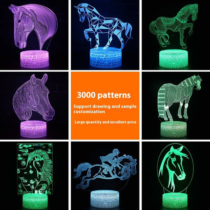Horse Head 3D LED Table Lamp – 16 Colours, Touch & Remote Control