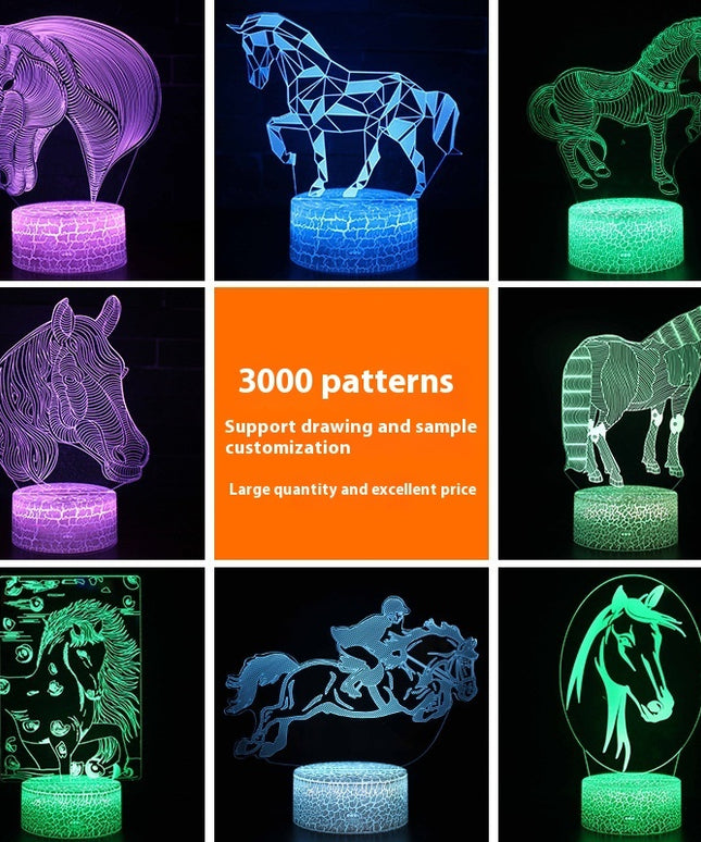 Horse Head 3D LED Table Lamp – 16 Colours, Touch & Remote Control