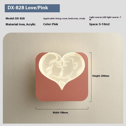 Modern Acrylic Wall Light – LED Tricolour Lamp in Pink or White (Clover, Ginkgo, Love Designs)