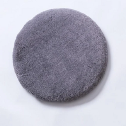 Faux Fur Memory Foam Seat Cushion | Round Plush Chair Pad