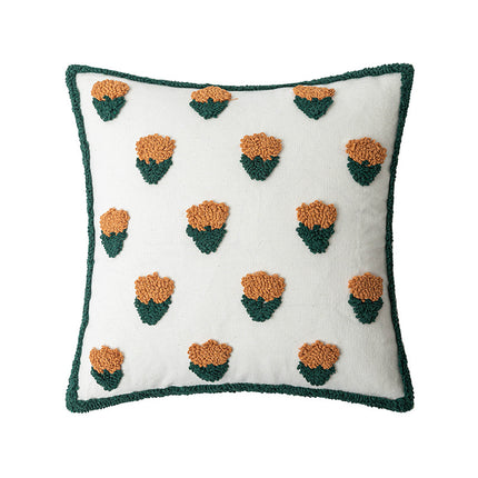 Orange Tufted Small Flower Cushion Cover | Bright & Cosy