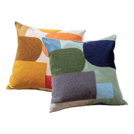 Cotton Towelled Embroidered Cushion Cover in Modern Abstract Design 🎨🧵