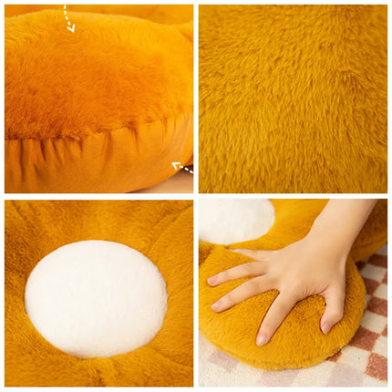 Flower Shaped Plush Cushion – Green or Black Petals | Super Soft Pillow