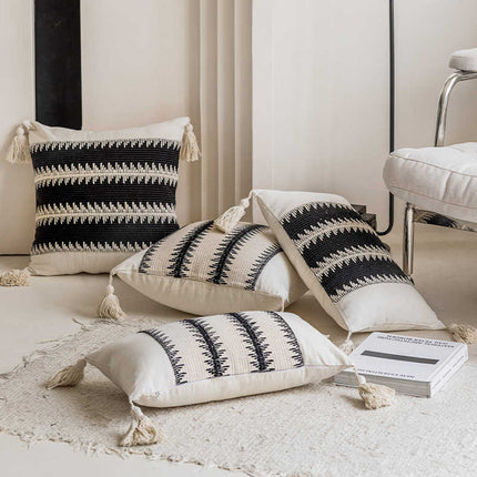 Monochrome Triangular Geometric Cushion Cover – Modern Home Décor