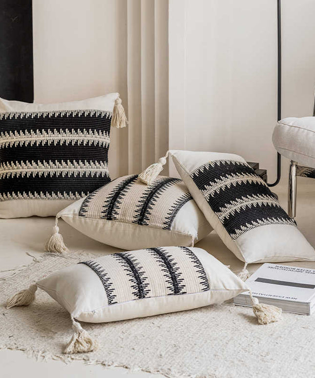 Monochrome Triangular Geometric Cushion Cover – Modern Home Décor