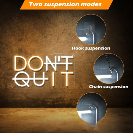 Motivational Neon Sign | Hustle & Don’t Quit LED Light
