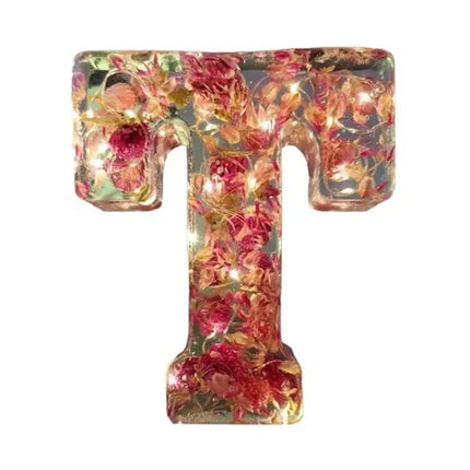 Letter Flower Transparent Flowers Resin Night Light Ornaments