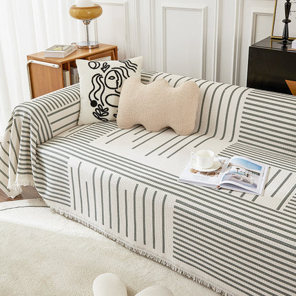 Striped Sofa Throw & Cover – Multiple Sizes in Green, Brown or Monochrome Tones 🛋️✨