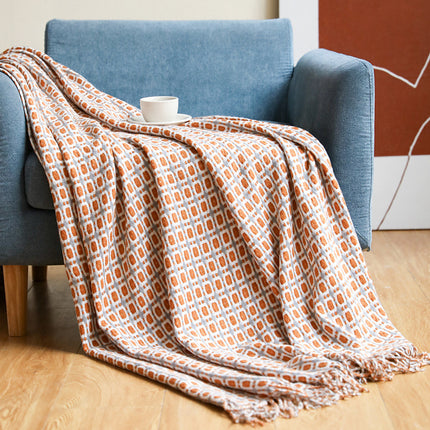 Houndstooth Tassel Blanket | Soft Woven Throw for Sofa & Bed