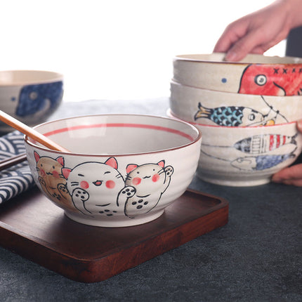 Japanese Underglaze Hand-painted Ceramic Ramen Bowl