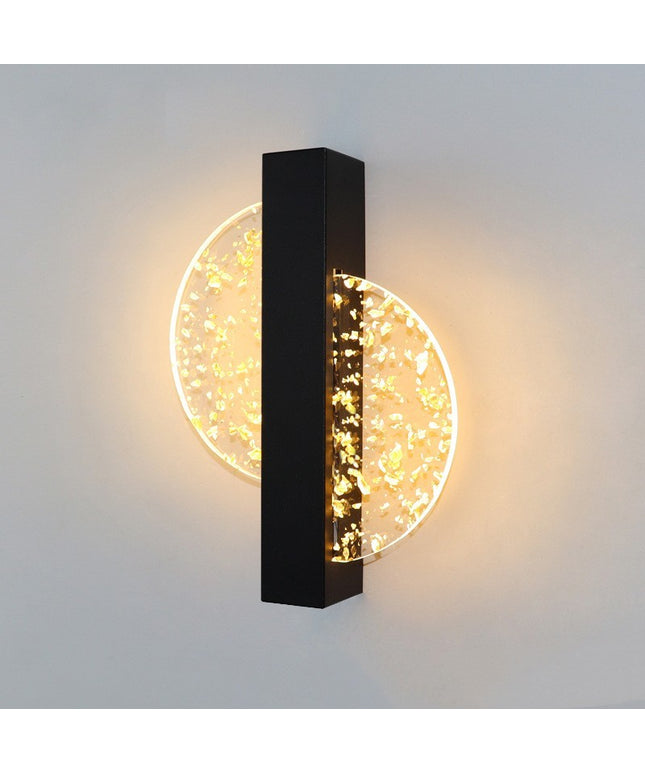 Luxury Modern Wall Light – Black with Gold Foil Accent & Acrylic Shade