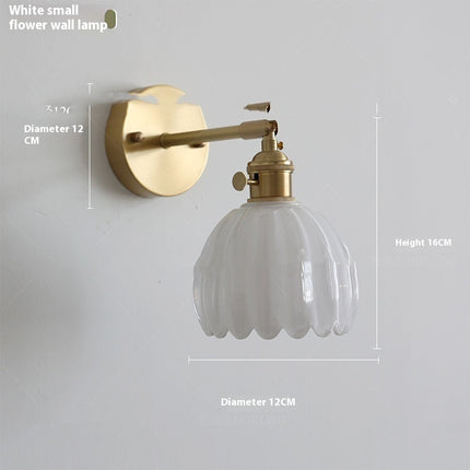 Retro Copper Glass Flower Wall Light – Single Head | Multiple Colours