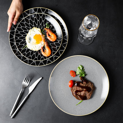 Creative Ceramic Dinner Plates | Modern Gold Rim Tableware