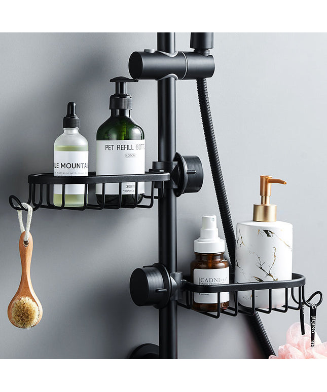 Aluminium Bathroom Shower Storage Rack — Elegant Black