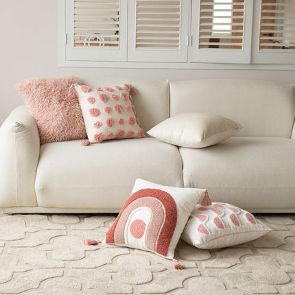 Blush Tassel Cushion Covers – Playful Sofa Pillow, 5 Designs | Ikeame