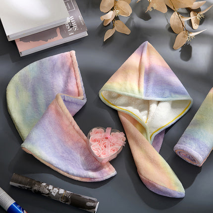 Rainbow Print Dry Hair Cap Quick Dry Towel