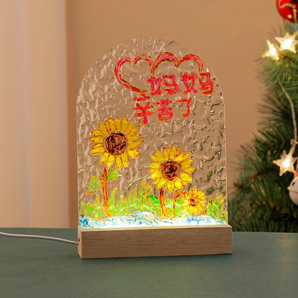 Tulip Handmade Diy Glass Painting Small Night Lamp Creative