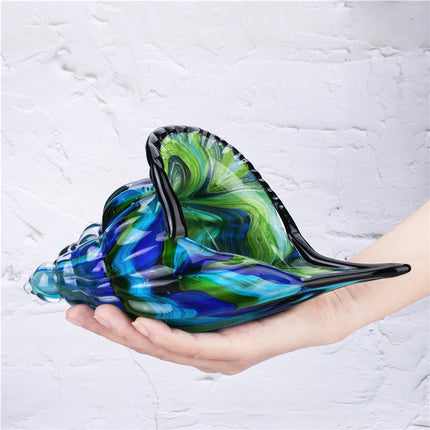 Glass Conch Shell Ornament | Blue Green Coastal Décor