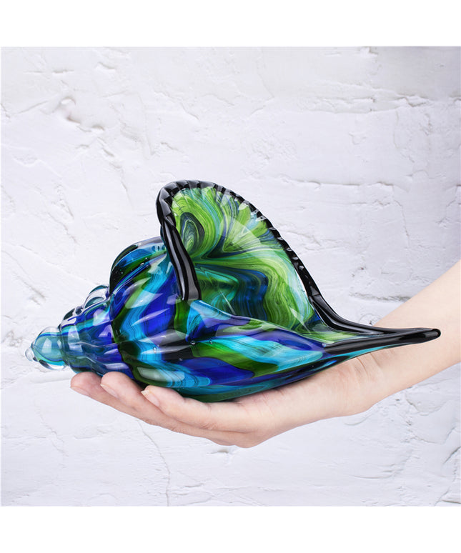 Glass Conch Shell Ornament | Blue Green Coastal Décor