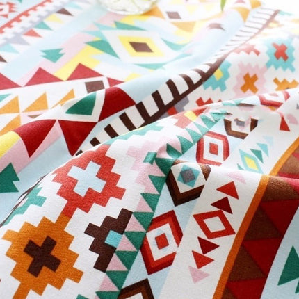 Colourful Cotton Hemp Tablecloth – Plant & Floral Dining Cover | Ikeame
