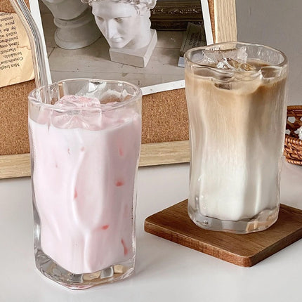 Irregular Glass Tumbler | Modern Twist Drinking Glass 275ml