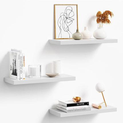 Floating Paulownia Wood Wall Shelves – Set of 3 (40 × 15 cm)