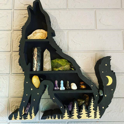 Wolf Moon Crystal Shelf Starry Wall Display Decor