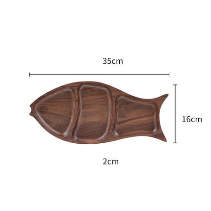 Creative Leaf-shaped Fish-shaped Partition Solid Wood Fruit Plate
