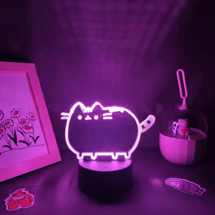 Colourful Cat Night Light – Acrylic USB Creative Lamp | Ikeame