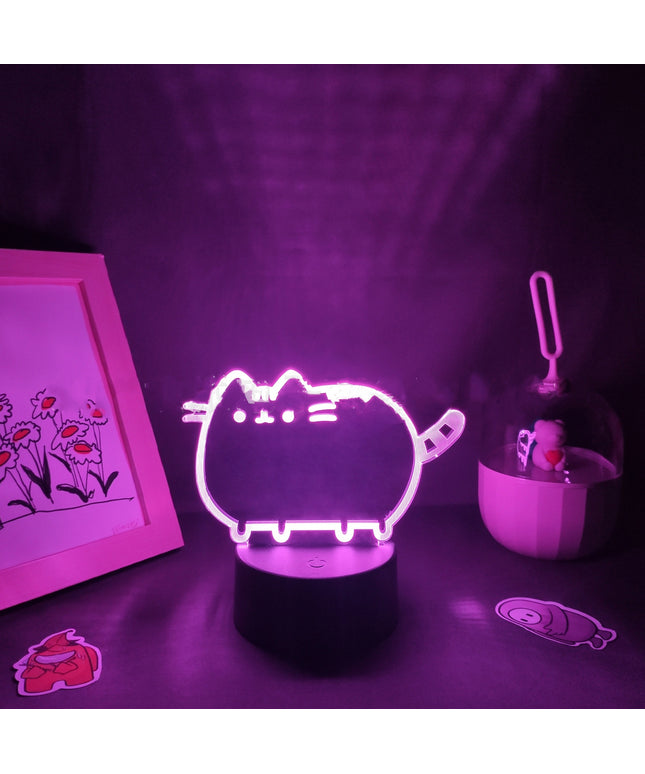 Colourful Cat Night Light – Acrylic USB Creative Lamp | Ikeame