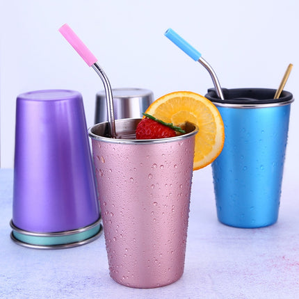 500ML Stainless Steel Travel Mug with Straw | Metallic Cup