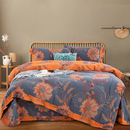 Cotton Floral Bedding Set | Jacquard 4 Piece Duvet Cover