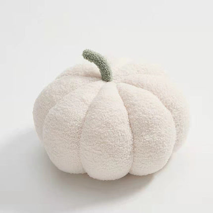 Fleece Small Pumpkin Sofa Cushion – in Citrus Orange, Milky White & Brown