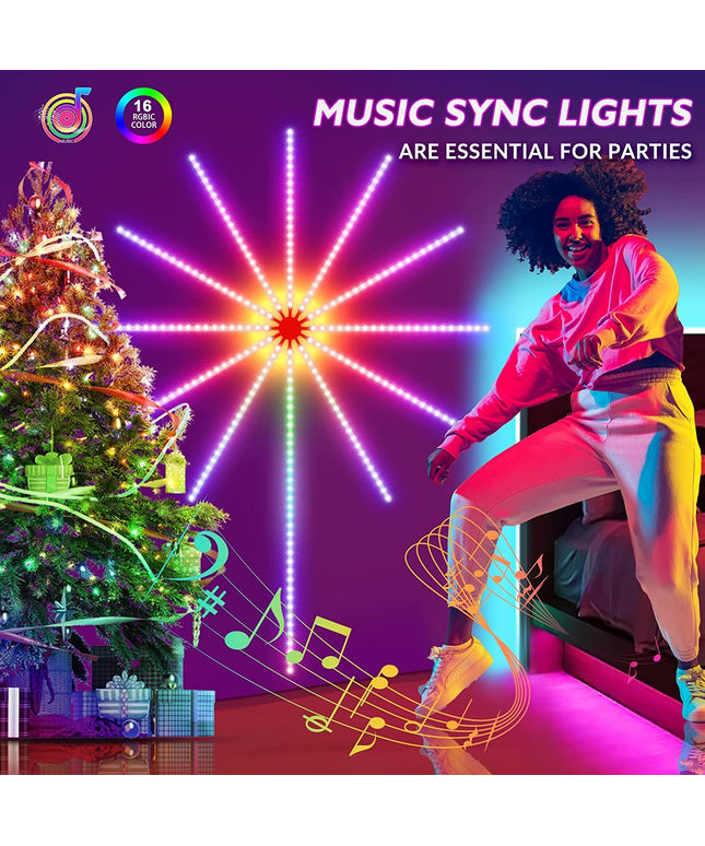 Firework LED Strip Lights – Music Sync Colour Changing Party Décor | Ikeame