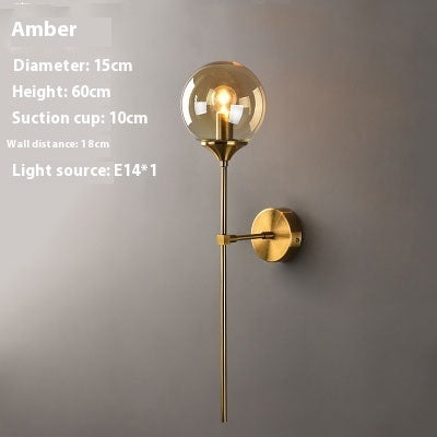 Simple Glass Wall Lamp Creative Bedroom Bedside Lamp