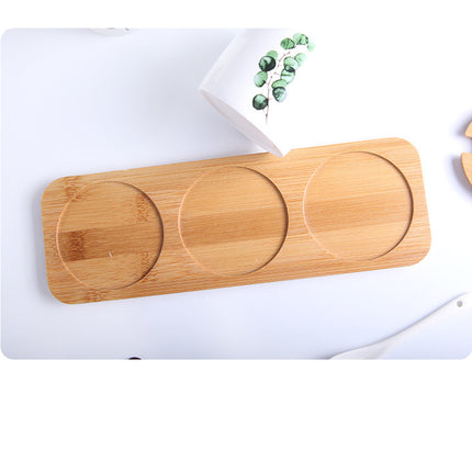 Ceramic Seasoning Jar Set 🌿 – White with Green Leaves, Wooden Lids & Tray
