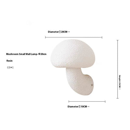 Nordic Mushroom Wall Light – White Resin LED Lamp (Indoor & Outdoor Use)