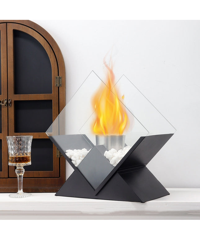 Diamond Indoor Outdoor Portable Metal Heating Desktop Small Fire Pit Fireplace Light