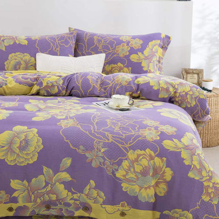 Cotton Floral Bedding Set | Jacquard 4 Piece Duvet Cover