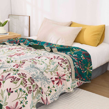 Cotton Gauze Floral Blanket | Lightweight Summer Throw