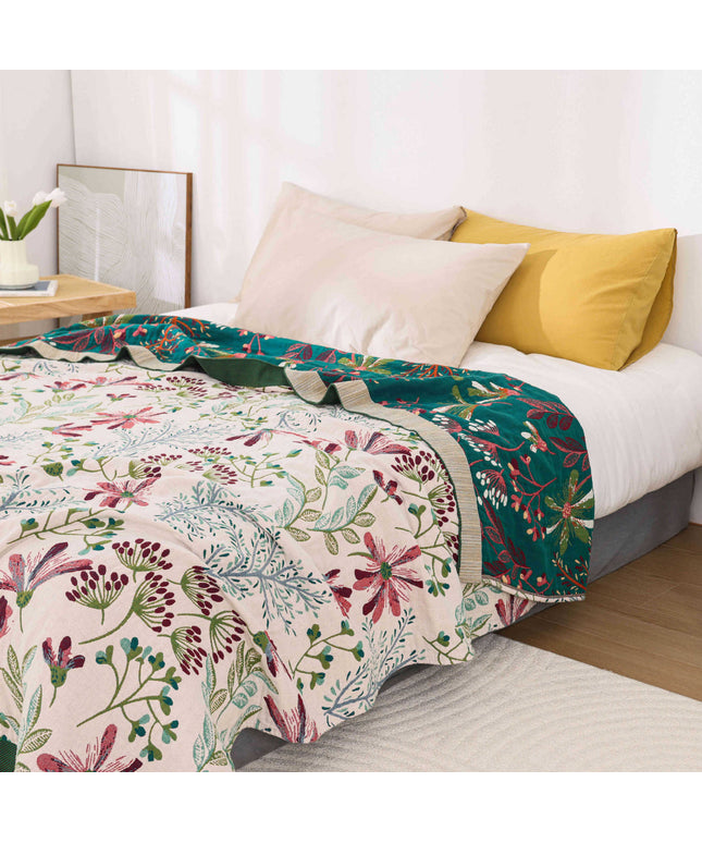 Cotton Gauze Floral Blanket | Lightweight Summer Throw