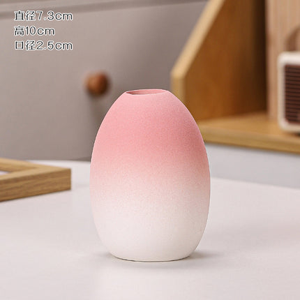 Gradient Macaron Ceramic Vase | Pastel Mini Decorative Vase