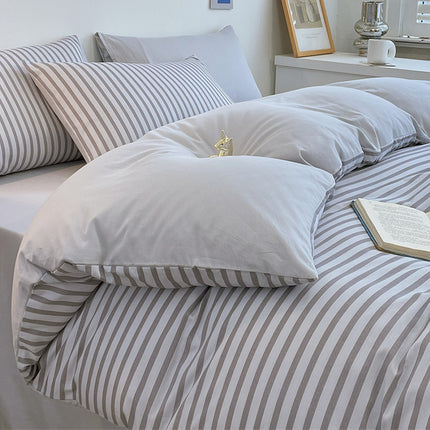 Cotton Bedding Set | Striped & Check Duvet Cover