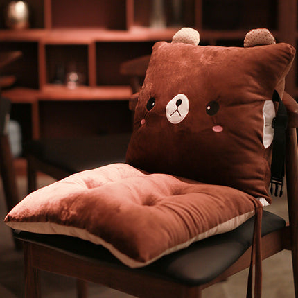 Cute Animal Seat Cushion with Backrest | Plush Chair Hugger