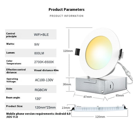 Smart Wifi Bluetooth Dual-mode American Standard 110V Thin Downlight