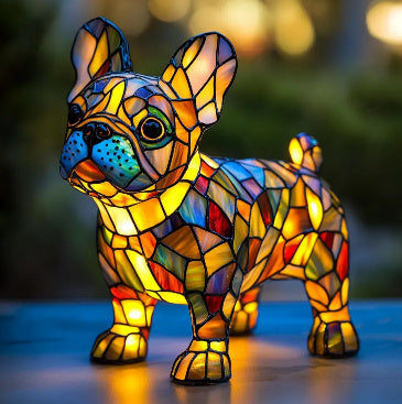 Art Animal Resin LED Table Lamp – Stained Glass Style Cats & Dogs