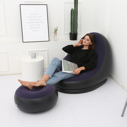 Inflatable Lounge Chair & Footstool | Cosy Foldable Chill Seat