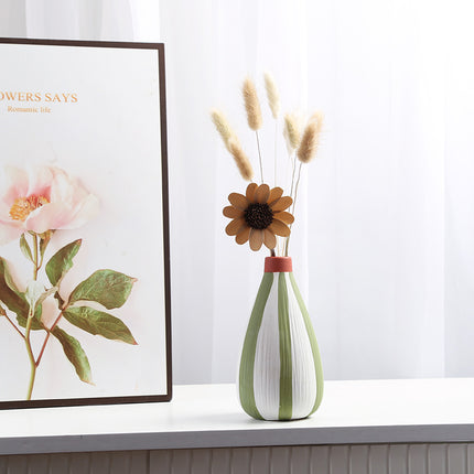Geometric Line Ceramic Vase | Modern Striped Decorative Vase