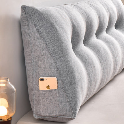 Triangle Bed Backrest Cushion | Cotton Linen Headboard Pillow